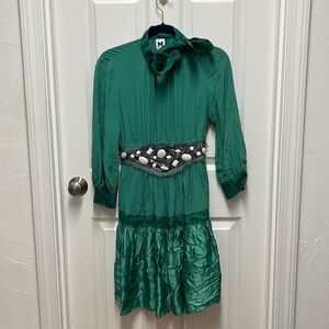 MISSONI Long-sleeved‎ Silk Dress Emerald Green